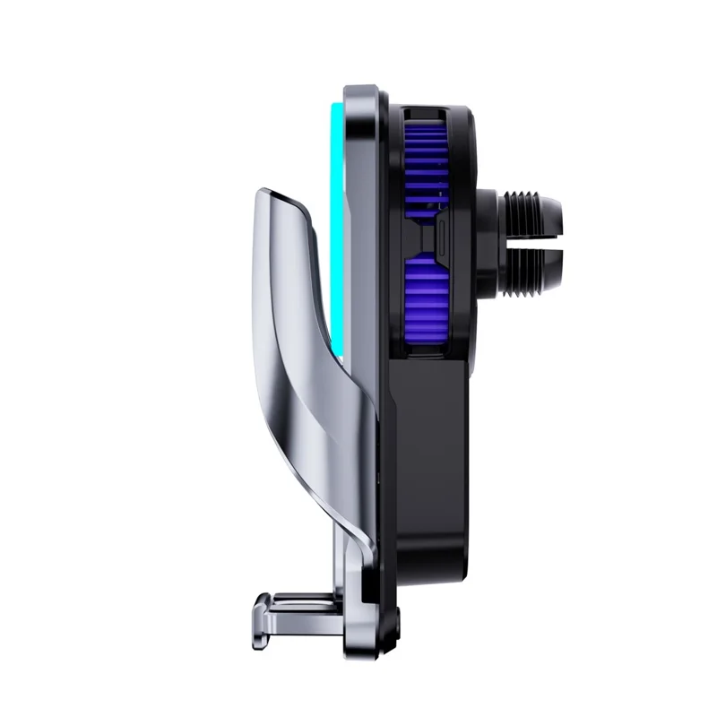 SD35 Smart Semiconductor Cooling Car Phone Holder 15W Fast Wireless Charging Vent Phone Mount with RGB Light - Silver