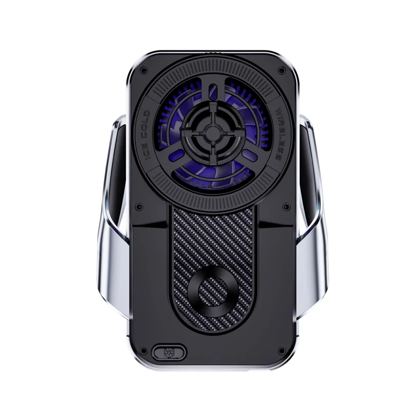 SD35 Smart Semiconductor Cooling Car Phone Holder 15W Fast Wireless Charging Vent Phone Mount with RGB Light - Silver