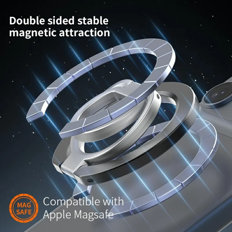 Supporto Magnetico Multi-Funzione per Telefono con Rotazione a 360 Gradi, Impugnatura Pieghevole con Anello e Treppiede - Arancione