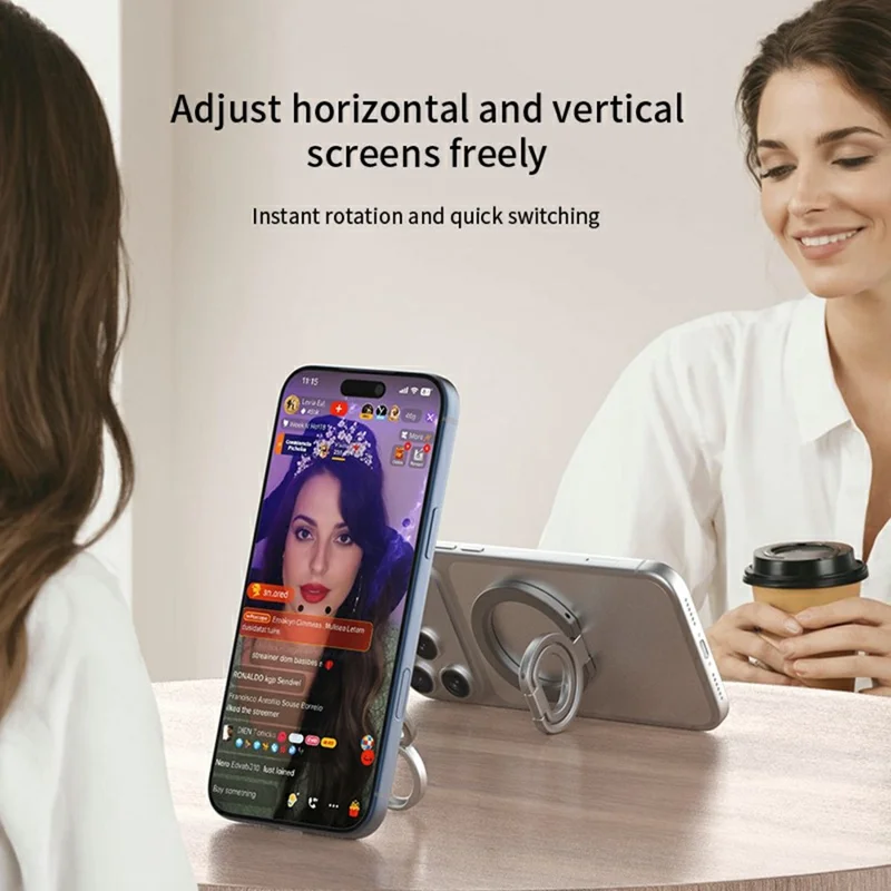 Supporto Magnetico Multi-Funzione per Telefono con Rotazione a 360 Gradi, Impugnatura Pieghevole con Anello e Treppiede - Arancione