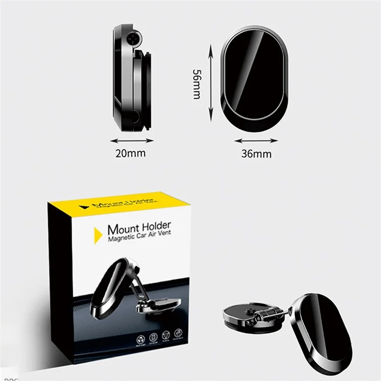 360 Degree Rotating Magnetic Car Dashboard Mobile Phone Holder Folding Cellphone Bracket - Silver