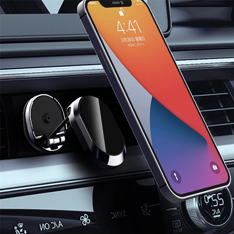 360 Degree Rotating Magnetic Car Dashboard Mobile Phone Holder Folding Cellphone Bracket - Silver