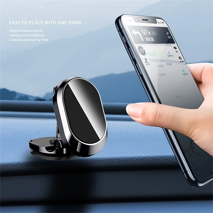 360 Degree Rotating Magnetic Car Dashboard Mobile Phone Holder Folding Cellphone Bracket - Silver