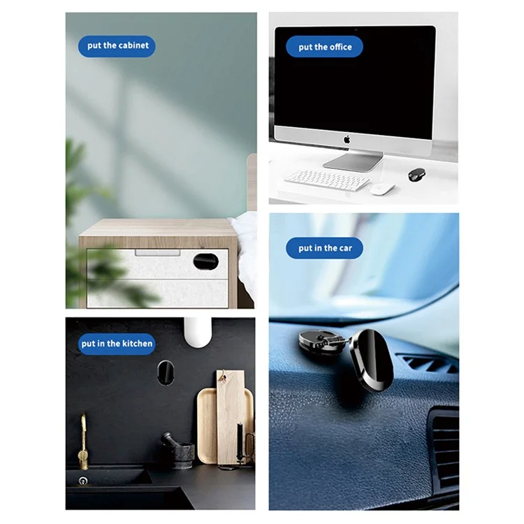 360 Degree Rotating Magnetic Car Dashboard Mobile Phone Holder Folding Cellphone Bracket - Silver