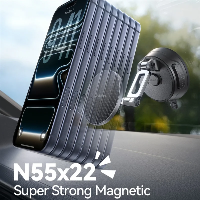 Suporte de Telemóvel para Carro Dobrável Magnético JOYROOM JR-ZS510 com Base de Ventosa - Preto