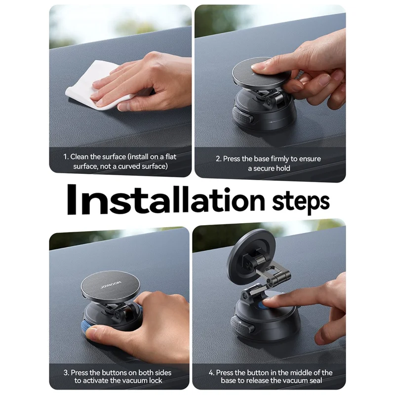 Suporte de Telemóvel para Carro Dobrável Magnético JOYROOM JR-ZS510 com Base de Ventosa - Preto