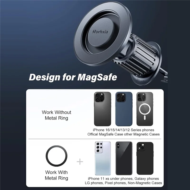 RORHXIA XJ-Vent Magnetic Car Mount Air Vent Phone Holder 360 Degree Rotation Stand