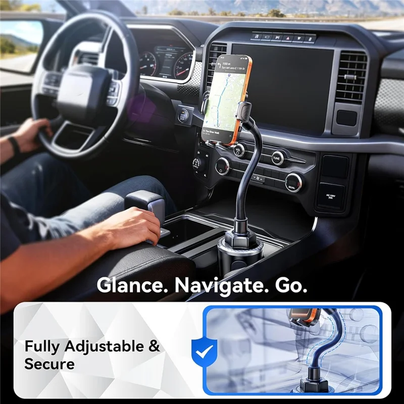 RORHXIA ZS03 Car Cup Holder Phone Mount Stand with Flexible Gooseneck