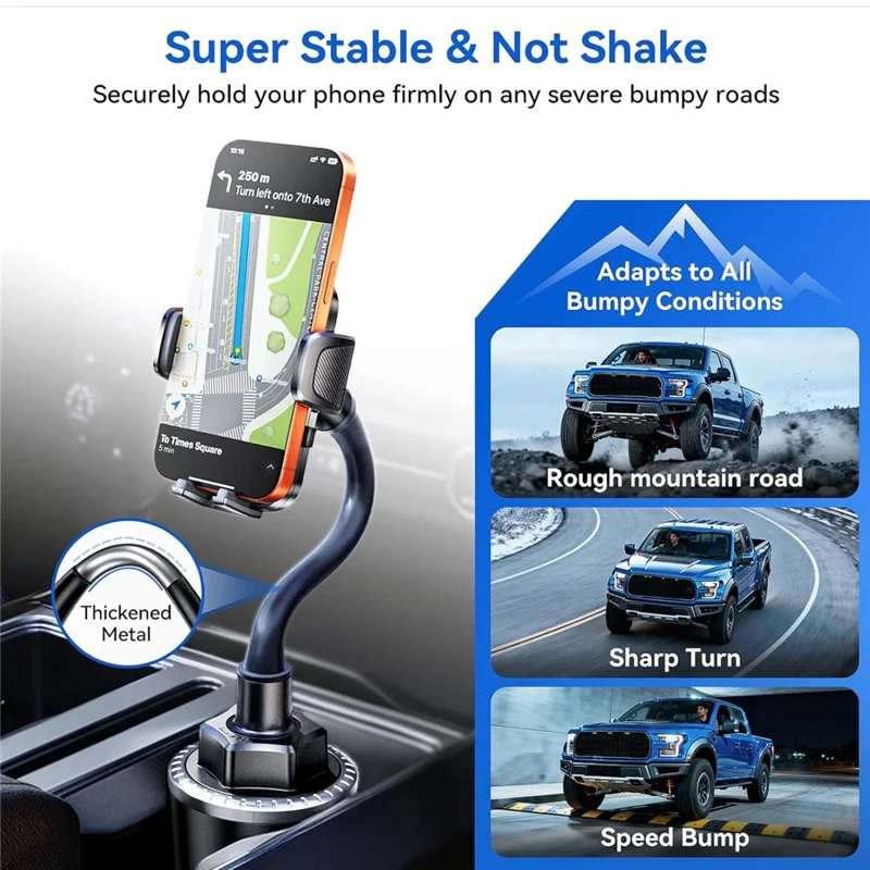 RORHXIA ZS03 Car Cup Holder Phone Mount Stand with Flexible Gooseneck