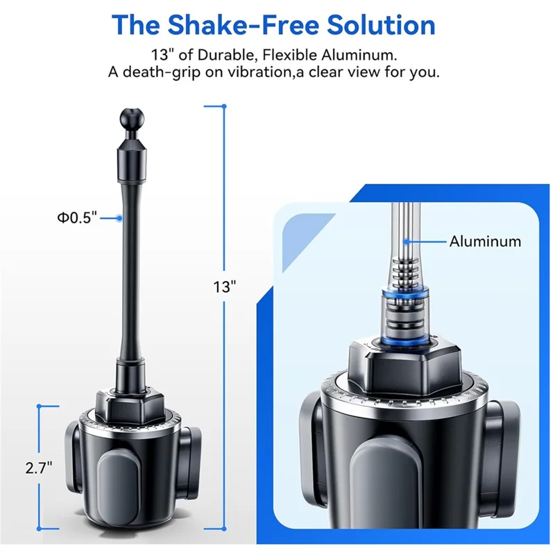 RORHXIA ZS03 Car Cup Holder Phone Mount Stand with Flexible Gooseneck