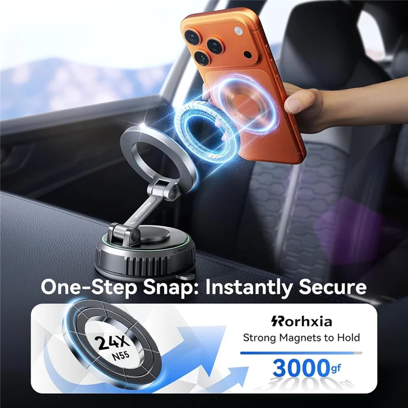 RORHXIA KX04 Car Phone Holder Dashboard Windshield Magnetic Phone Mount 360 Degree Rotation