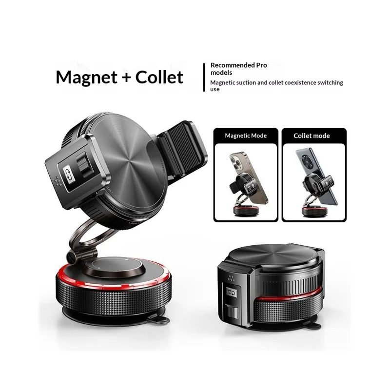 K33A Magnetic Car Phone Mount Holder Strong Vacuum Suction Cup Dashboard Windshield Universal for Navigation - Black