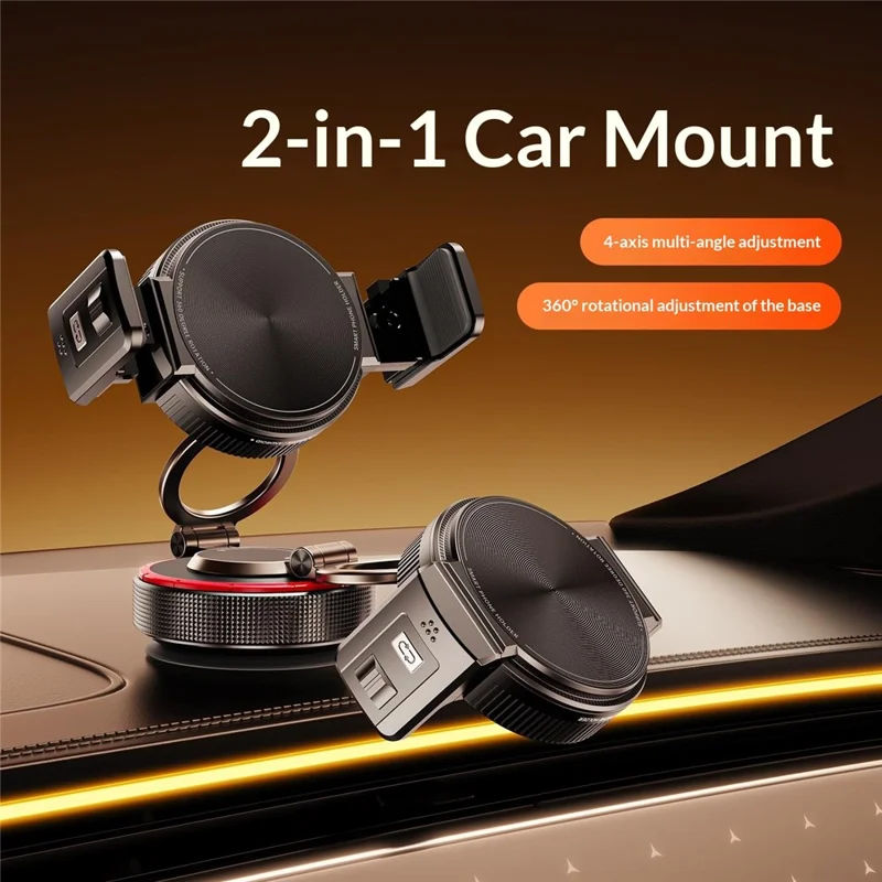 K33A Magnetic Car Phone Mount Holder Strong Vacuum Suction Cup Dashboard Windshield Universal for Navigation - Black