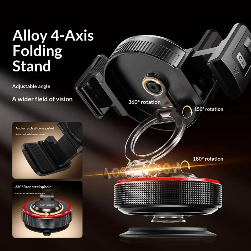 K33A Magnetic Car Phone Mount Holder Strong Vacuum Suction Cup Dashboard Windshield Universal for Navigation - Black