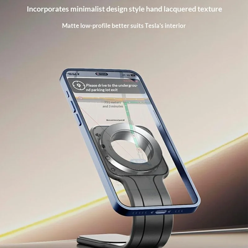 AT28 Universal Magnetic Car Phone Mount Dashboard Console Screen Navigation Foldable Holder Stand - Black