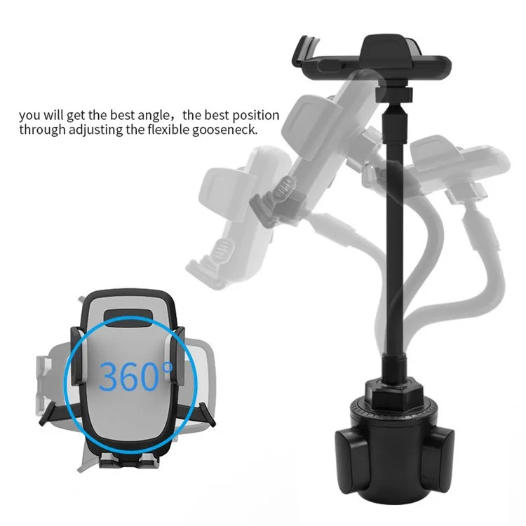 A083+X905 360 Degrees Rotating Flexible Gooseneck Car Cup Holder 3.8-6.8 inch Phone Stand Bracket