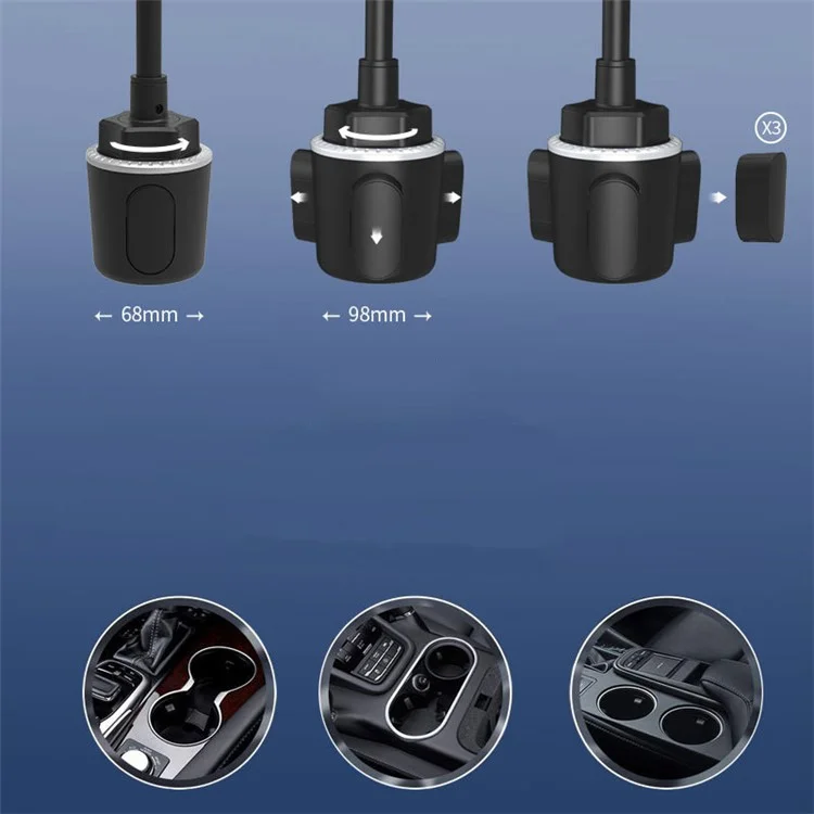 A083+X905 360 Degrees Rotating Flexible Gooseneck Car Cup Holder 3.8-6.8 inch Phone Stand Bracket