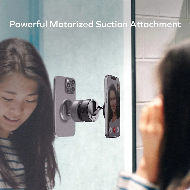 MOMAX KH20 1-Snap Go Electric Magnetic Phone Stand Auto Suction 360° Rotation Tri-Axis Foldable Holder - Black