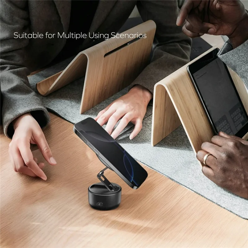 MOMAX KH20 1-Snap Go Electric Magnetic Phone Stand Auto Suction 360° Rotation Tri-Axis Foldable Holder - Black