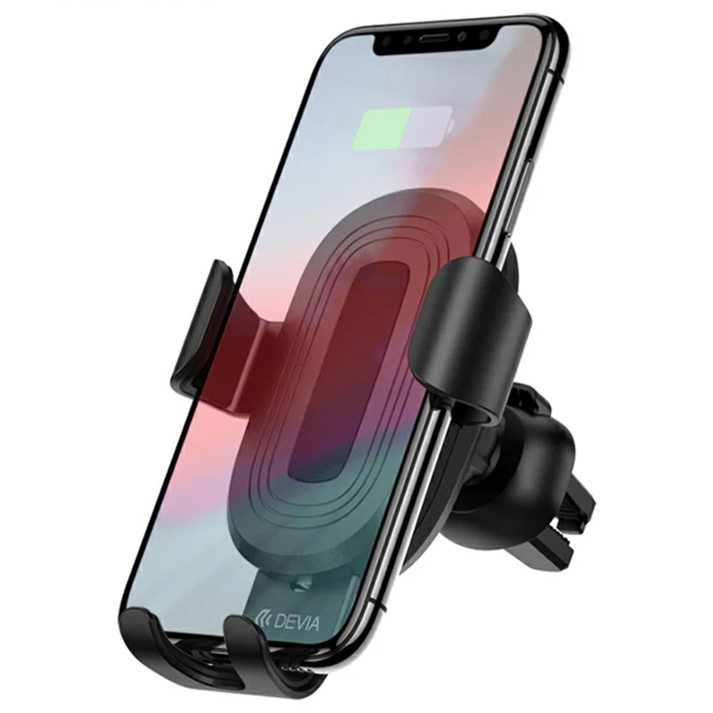 DEVIA EA194 Gravity Sensor Car Air Vent Mount Wireless Charger Phone Holder Stand - Black