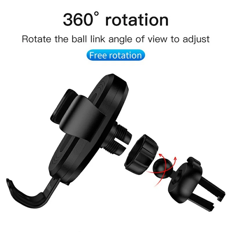 DEVIA EA194 Gravity Sensor Car Air Vent Mount Wireless Charger Phone Holder Stand - Black