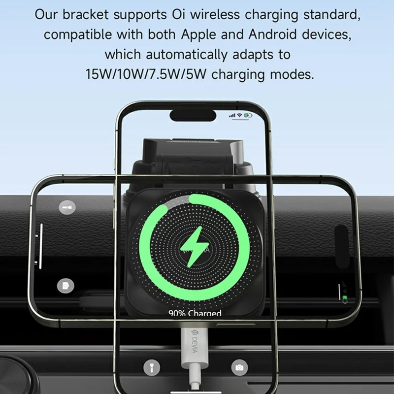 DEVIA X15 Smart Series Car Mount Magnetic Wireless Charger 15W Fast Charging Phone Holder - Black