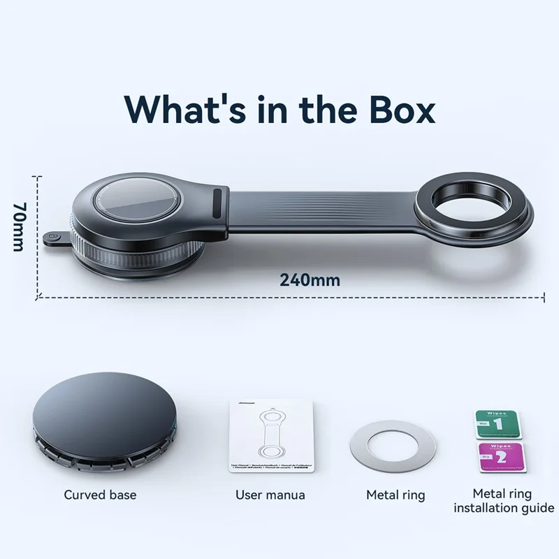 JOYROOM JR-ZS518 Bendable Magnetic Phone Holder Flexible Arm Car Phone Mount for Dashboard Windshield - Black