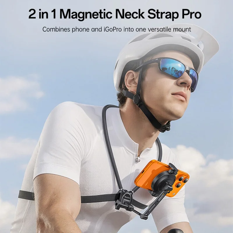 YESIDO C232 Magnetic Neck Phone Holder for iPhone / GoPro Action Camera Hands-free Mount Stand - Black