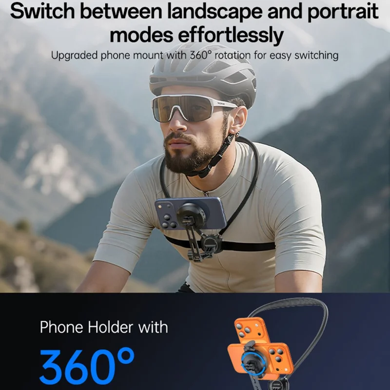 YESIDO C232 Magnetic Neck Phone Holder for iPhone / GoPro Action Camera Hands-free Mount Stand - Black