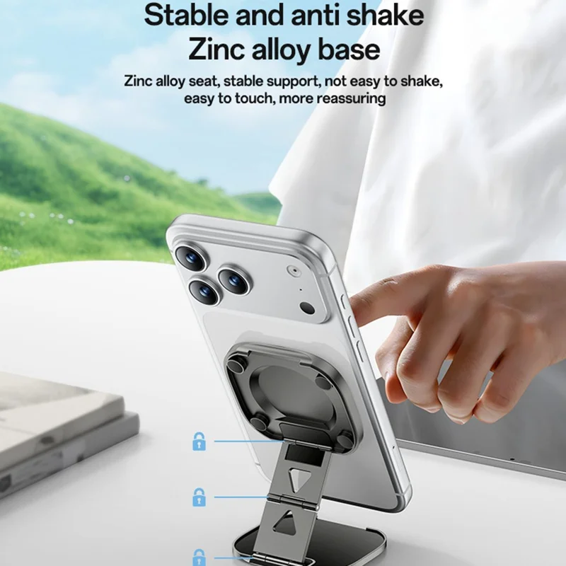 Support Téléphone Magnétique Pliable YESIDO C301 C301 Support de Bureau à Charnière à Amortissement 3 Étapes - Inoxydable