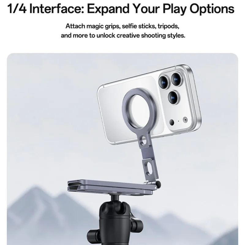 YESIDO C231 Folding Tripod Stand Aluminum Alloy Portable Magnetic Phone Desktop Support Selfie Stick - Tarnish