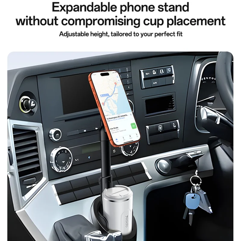 YESIDO C230 Car Cup Holder Phone Mount 360 Degree Rotating Magnetic Cellphone Stand - Black