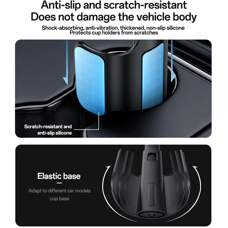 YESIDO C230 Car Cup Holder Phone Mount 360 Degree Rotating Magnetic Cellphone Stand - Black