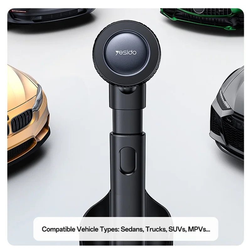 YESIDO C230 Car Cup Holder Phone Mount 360 Degree Rotating Magnetic Cellphone Stand - Black