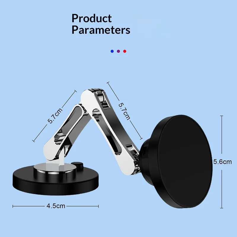 QH-AKD145 Magnetic Car Phone Mount 360 Degree Rotatable Foldable Dashboard Cellphone Stand with Adhesive Base