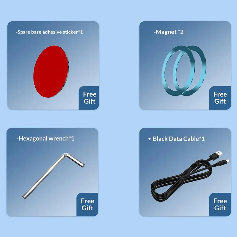 QH-AKD145 Magnetic Car Phone Mount 360 Degree Rotatable Foldable Dashboard Cellphone Stand with Adhesive Base