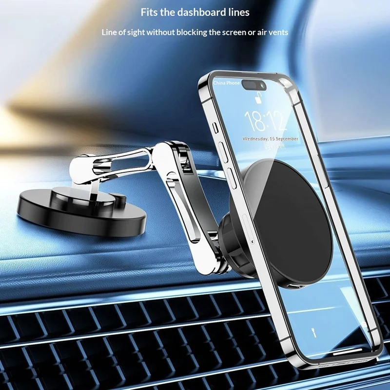 QH-AKD145 Magnetic Car Phone Mount 360 Degree Rotatable Foldable Dashboard Cellphone Stand with Adhesive Base