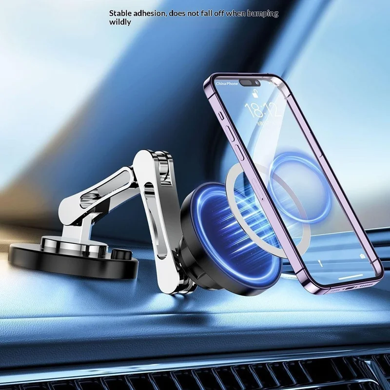 QH-AKD145 Magnetic Car Phone Mount 360 Degree Rotatable Foldable Dashboard Cellphone Stand with Adhesive Base
