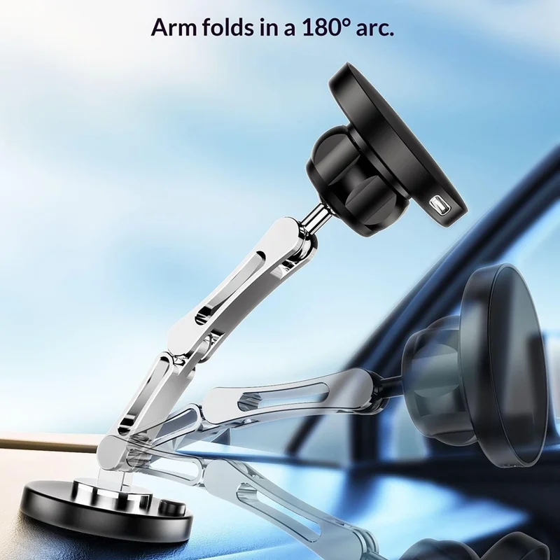 QH-AKD145 Magnetic Car Phone Mount 360 Degree Rotatable Foldable Dashboard Cellphone Stand with Adhesive Base