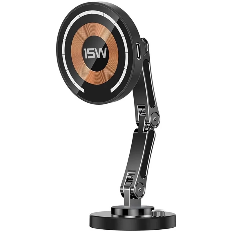 QH-AKD168 Magnetic Wireless Charger Car Phone Mount 15W Fast Charging Dashboard Cellphone Stand with Adhesive Base - Black