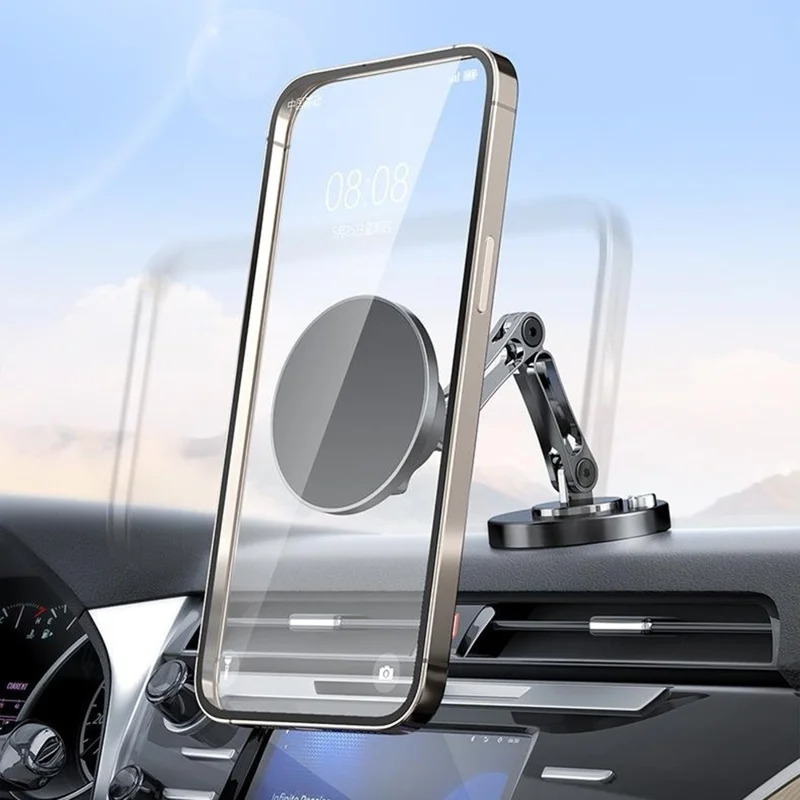 QH-AKD168 Magnetic Wireless Charger Car Phone Mount 15W Fast Charging Dashboard Cellphone Stand with Adhesive Base - Black