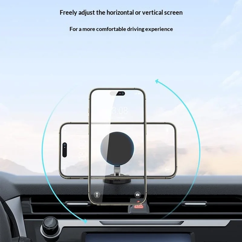 QH-AKD168 Magnetic Wireless Charger Car Phone Mount 15W Fast Charging Dashboard Cellphone Stand with Adhesive Base - Black