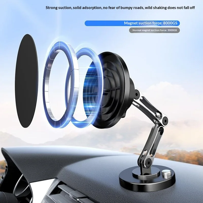 QH-AKD168 Magnetic Wireless Charger Car Phone Mount 15W Fast Charging Dashboard Cellphone Stand with Adhesive Base - Black