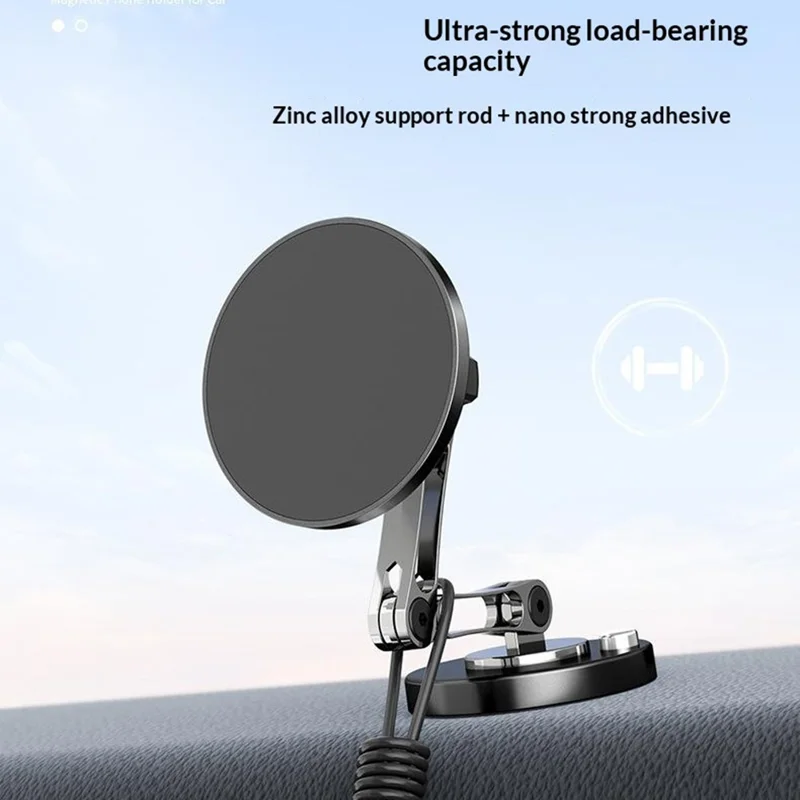QH-AKD168 Magnetic Wireless Charger Car Phone Mount 15W Fast Charging Dashboard Cellphone Stand with Adhesive Base - Black