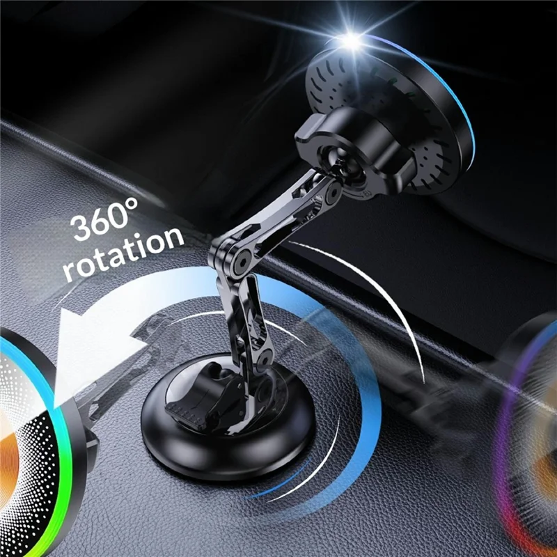 AKD255 15W Wireless Charging Car Mount Magnetic Phone Holder Stand for Dashboard Windshield - Black