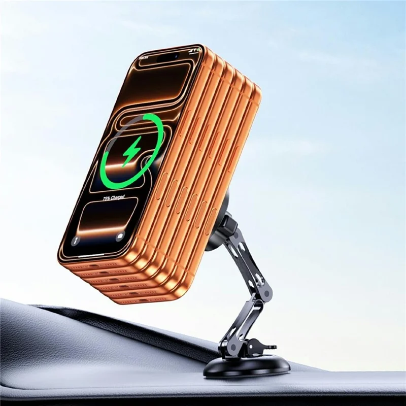 AKD255 15W Wireless Charging Car Mount Magnetic Phone Holder Stand for Dashboard Windshield - Black