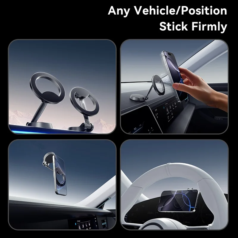 Soporte de Coche Magnético ESSAGER 360 Grados Rotable para Teléfono para Salpicadero y Parabrisas - Gris