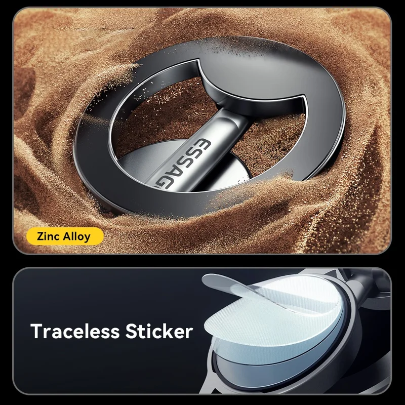 Soporte de Coche Magnético ESSAGER 360 Grados Rotable para Teléfono para Salpicadero y Parabrisas - Gris