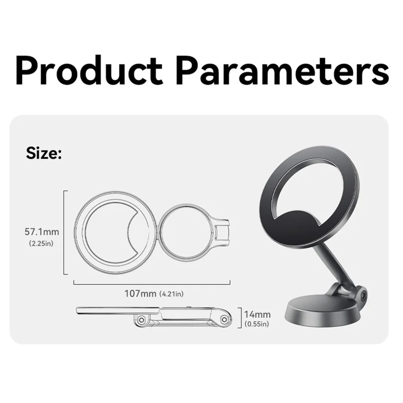 Soporte de Coche Magnético ESSAGER 360 Grados Rotable para Teléfono para Salpicadero y Parabrisas - Gris