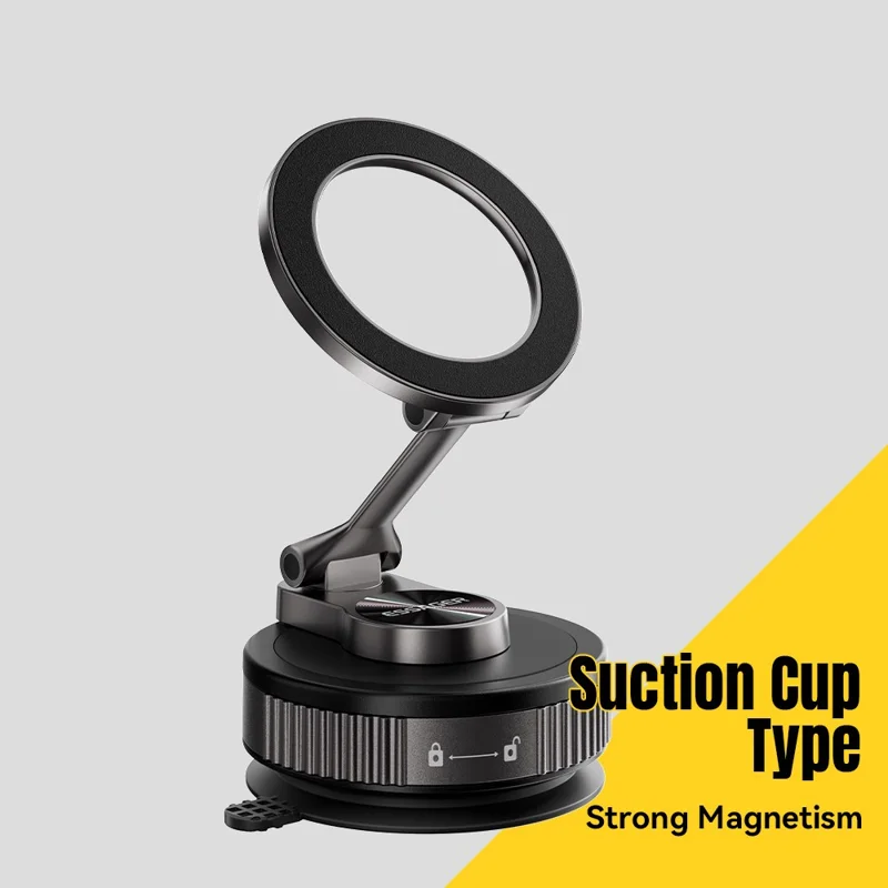 ESSAGER Vacuum Quad-Axle Folding Magnetic Mount N52 Strong Magnet 1080° Adjustable Phone Holder for Car Dashboard